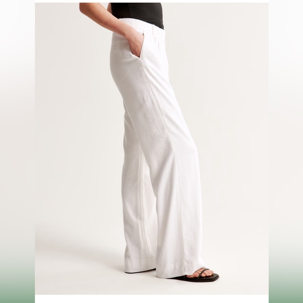 Abercrombie Tailored Premium White Linen Pants